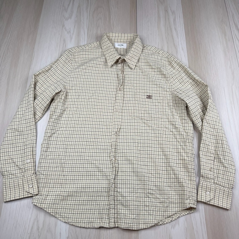 Celine Paris Button Up Dress Shirt Plaid Men's Size 40 Cotton TheRealReal